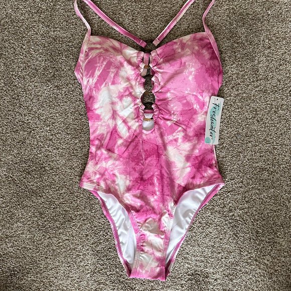 FRESHWATER TIE DYE O-RING ONE PIECE SWIMSUIT SIZE S  #574 - Picture 2 of 3
